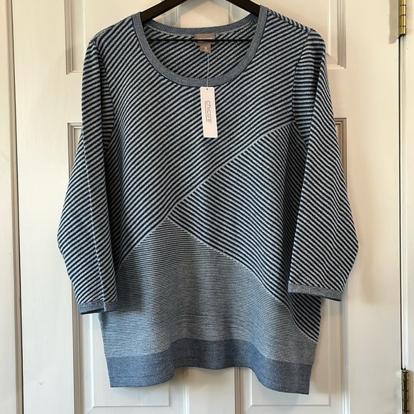 NWT Chico's Heavy Weight Ribbed Long Sleeve Blue Sweater - Size 3 / XL - Picture 1 of 7